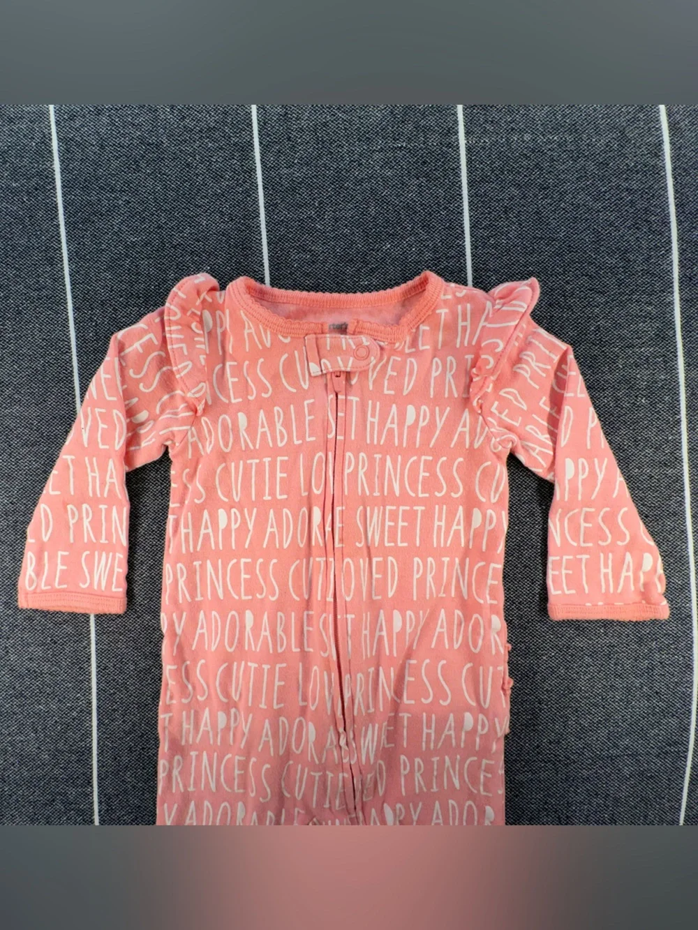 Carter's Coral Footed One-Piece with Positive Word Print